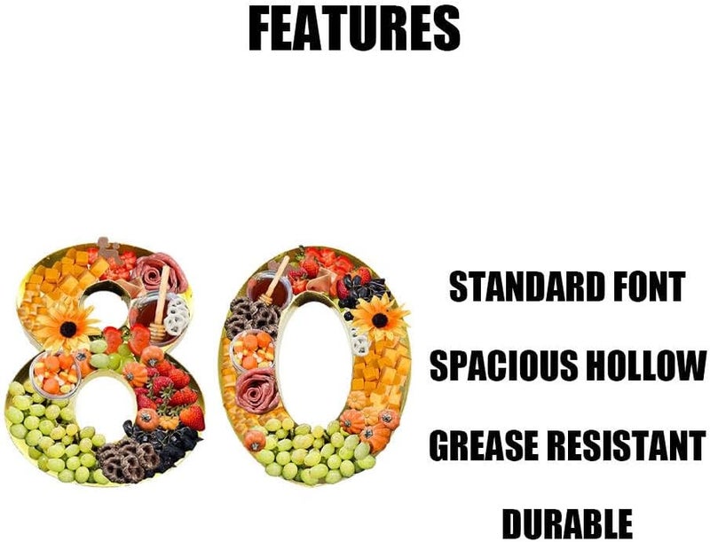 WENPACK 12inch Cardboard Number Fillable Cutouts Paper Mache for Charcuterie Sweet Food Birthday Treat (Gold, 80) - Image 4